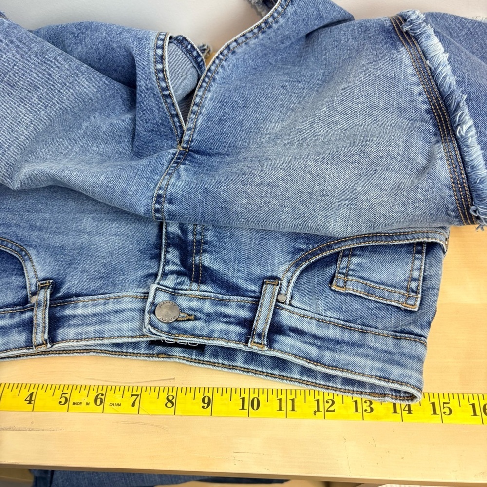 APNY • Fray Hem A-Line Denim Midi Pencil Skirt - Picture 13 of 15